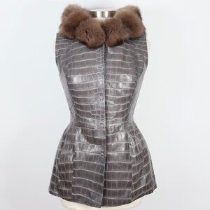 Dennis Basso jacket coat sz Small Alligator Russian Sable gilet vest